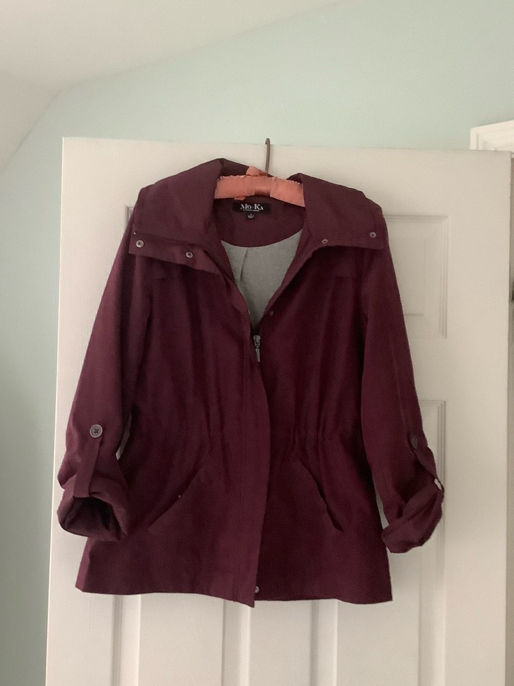 Mo-Ka Women's Deep Wine Utility Jacket with Drawstring Waist